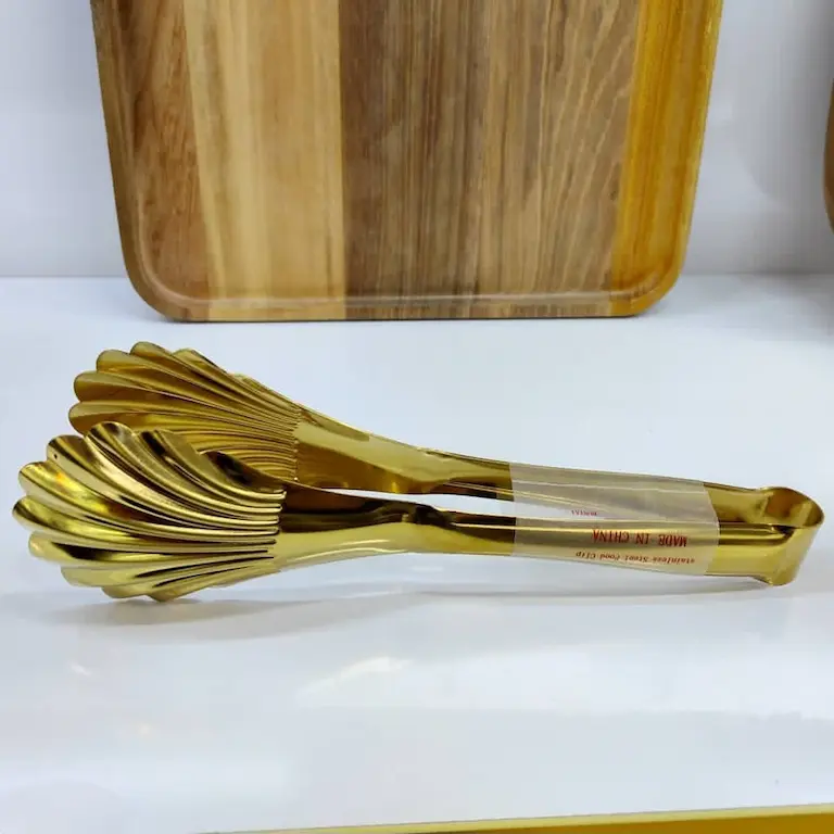 انبر سالاد طلایی صدفی استیل ضد زنگ آهنربا نگیر اصلی