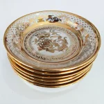 نعلبکی چینی گلد مدل گل بسته 6 عددی - Image 4