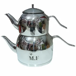 ست کتری قوری استیل M.F کف چدن لوله دار