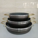 تابه 3 عددی گرانیتی زنبوری دسته طلایی - Image 4