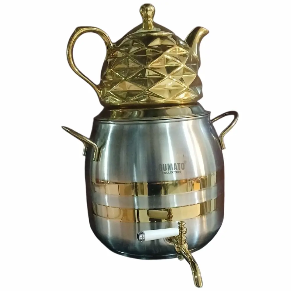 Gumato Kettle and Teapot Set کتری قوری گوماتو دور طلایی 2 خطی - Image 1