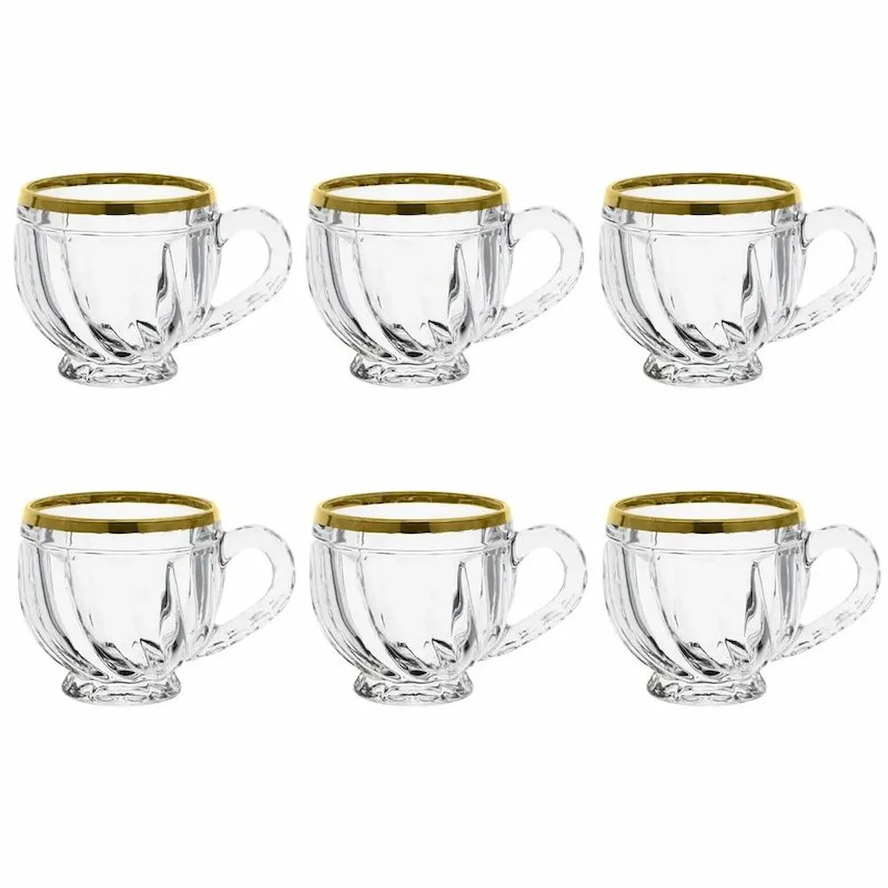 Majesty Gold-Rimmed Cup, Tulip Model (Set of 6) (1) فنجان لب طلا مجستی مدل تولیپ بسته 6 عددی - تصویر 1