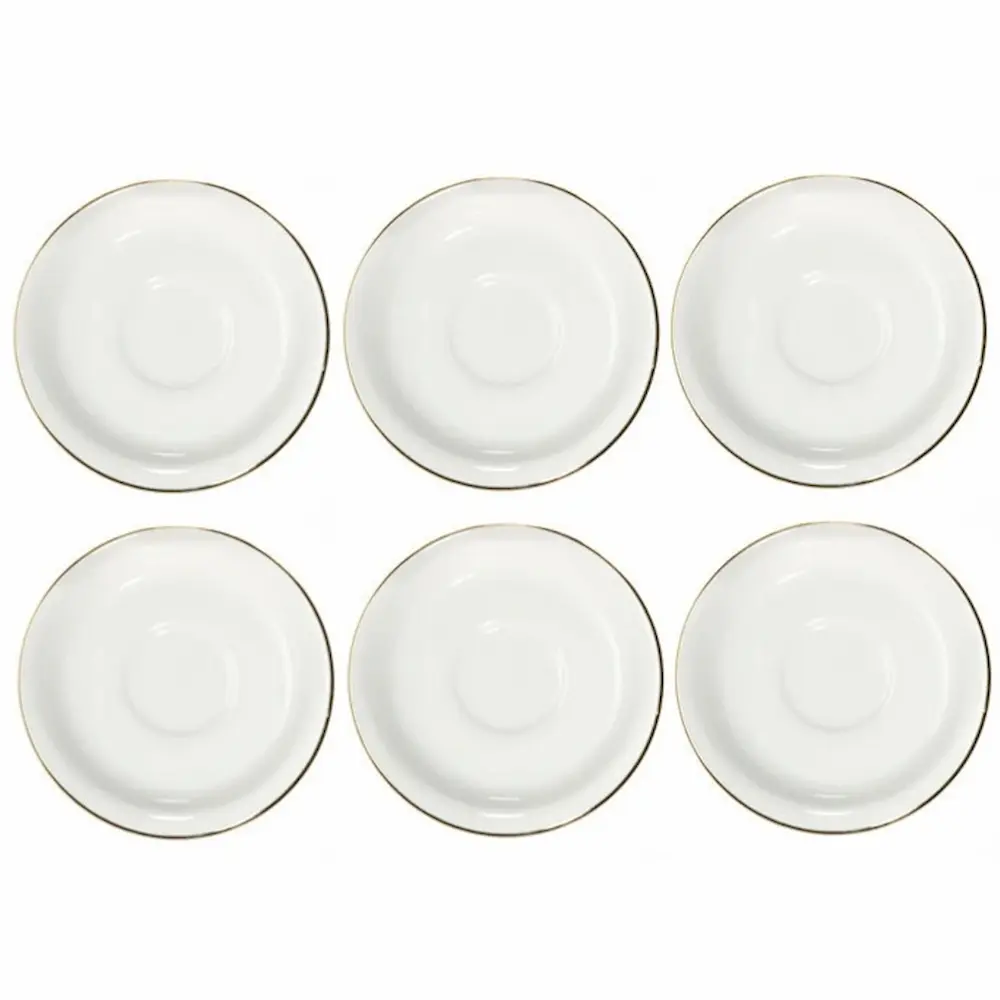 Maghsoud Porcelain Saucer with Gold Rim (1) نعلبکی لب طلا چینی مقصود بسته 6 عددی - تصویر 1